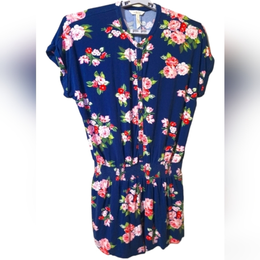Matilda Jane Floral Be Bold Button Front Smock Waist Romper Size Large
